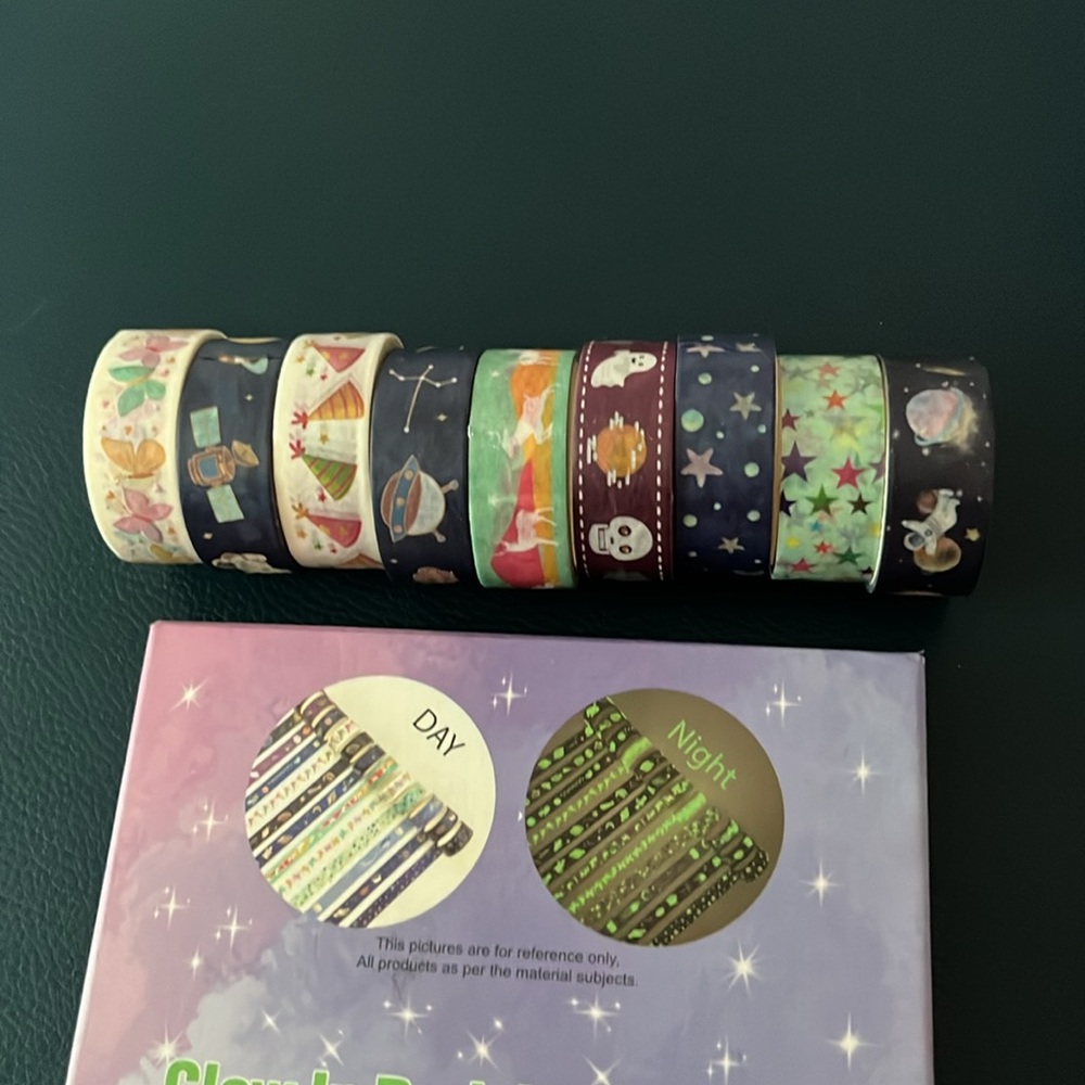 Glow-in-the-Dark Tape Washi Craft Supplies Crafts Space Animals Skulls Stars